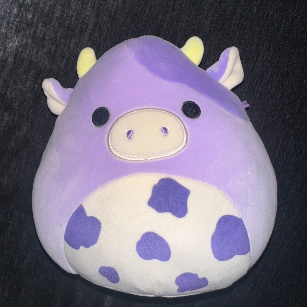 Squishmallows Bubba Purple Cow 8” Plush Spotted Belly Fuzzy Tail No Hang Tag
